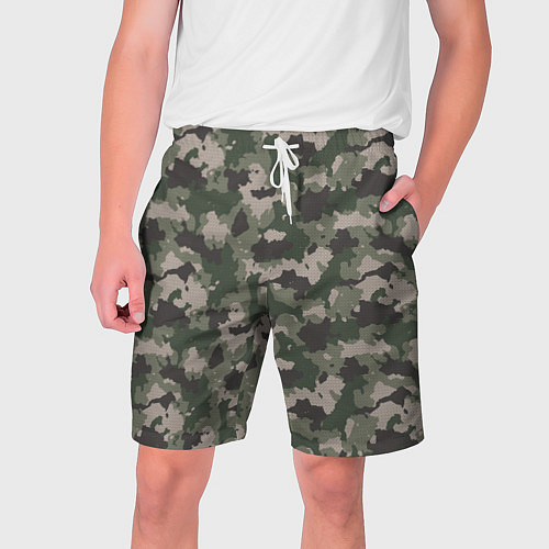 Мужские шорты Зелено-Серый Камуфляж / 3D-принт – фото 1