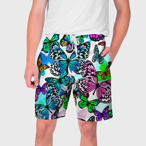 Мужские шорты Рой цветных бабочек / 3D-принт – фото 1
