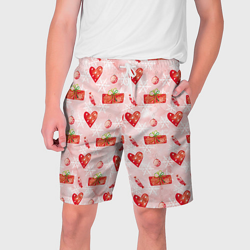 Мужские шорты Подарки и сердечки / 3D-принт – фото 1