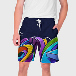 Шорты на шнурке мужские Цветное граффити, цвет: 3D-принт