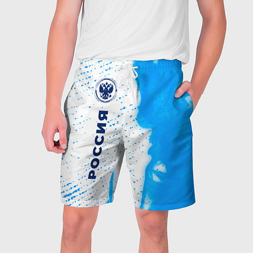 Мужские шорты РОССИЯ - ГЕРБ Огонь По вертикали / 3D-принт – фото 1