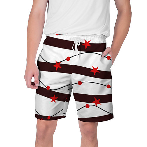 Мужские шорты Красные Звезды На Волнах / 3D-принт – фото 1