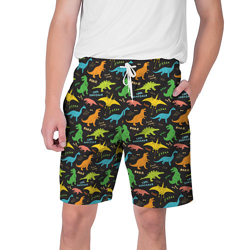Мужские шорты Разноцветные Динозавры / 3D-принт – фото 1