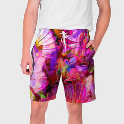 Шорты на шнурке мужские Красочный цветочный паттерн Floral pattern, цвет: 3D-принт