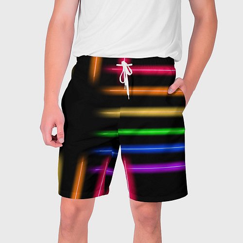 Мужские шорты Неоновое свечение Minimalism Neon / 3D-принт – фото 1