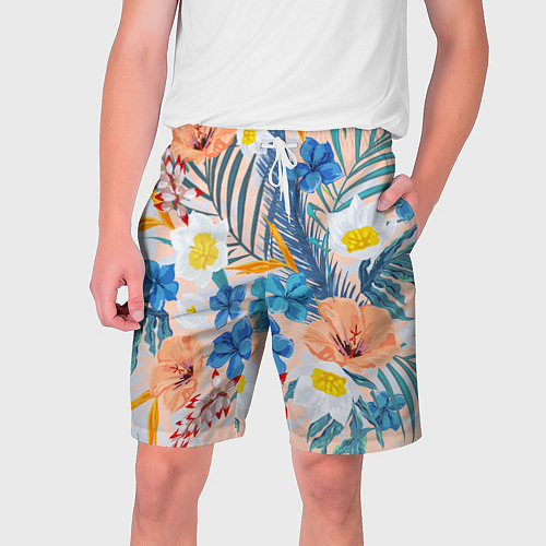Мужские шорты Цветы Яркие Тропические / 3D-принт – фото 1