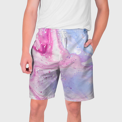 Мужские шорты Абстрактные краски голубой, розовый / 3D-принт – фото 1