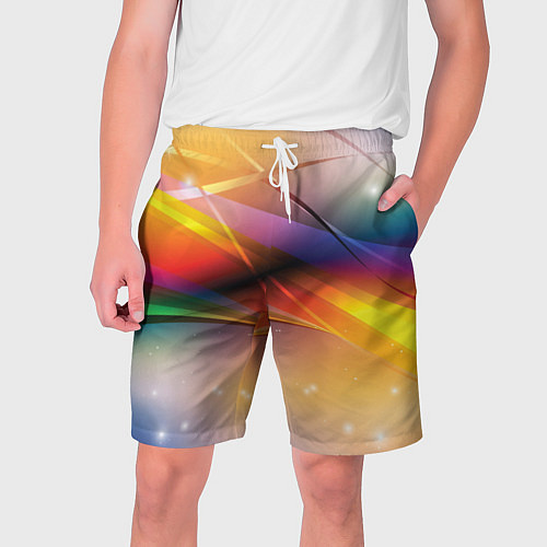 Мужские шорты Абстрактные линии разных цветов / 3D-принт – фото 1