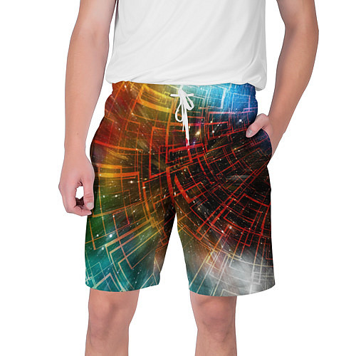 Мужские шорты Portal - Neon Space - туннель из энергетических па / 3D-принт – фото 1