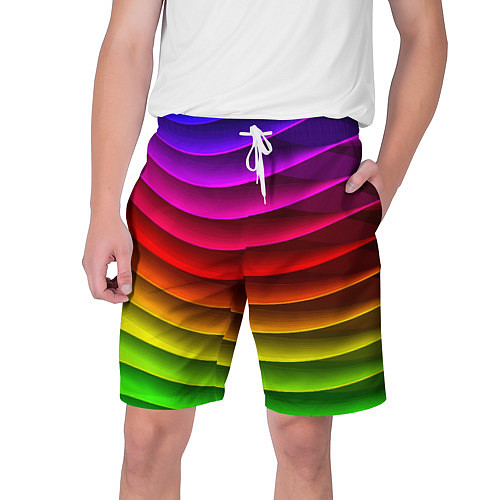 Мужские шорты Color line neon pattern Abstraction Summer 2023 / 3D-принт – фото 1