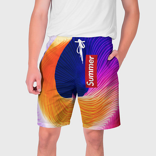Мужские шорты Цветная волна Summer / 3D-принт – фото 1