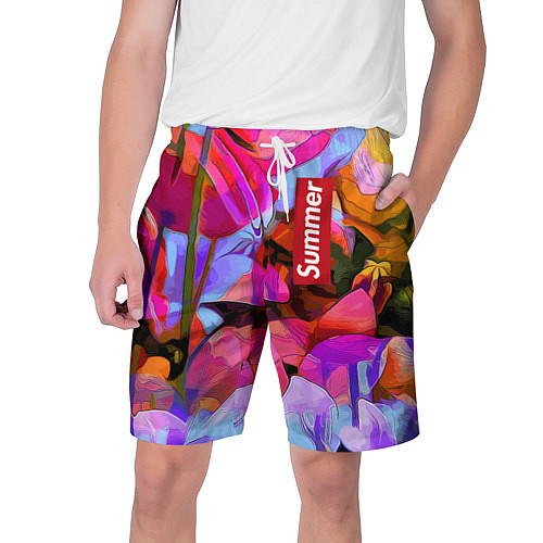 Мужские шорты Красочный летний цветочный паттерн Summer color pa / 3D-принт – фото 1