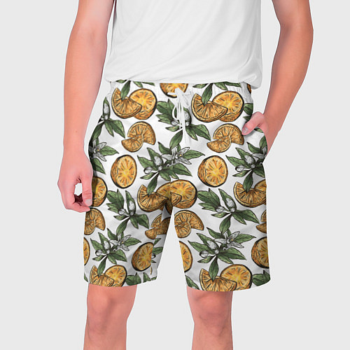 Мужские шорты Узор из тропических апельсинов / 3D-принт – фото 1