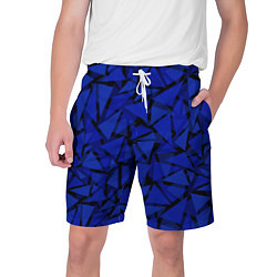 Шорты на шнурке мужские Синие треугольники-геометрический узор, цвет: 3D-принт