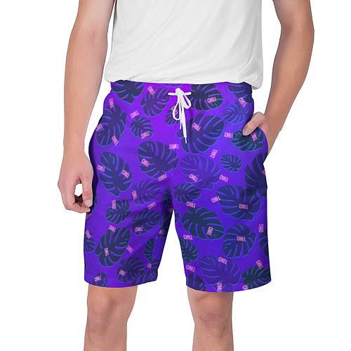 Мужские шорты Неоновый Chill и пальмовые листья / 3D-принт – фото 1