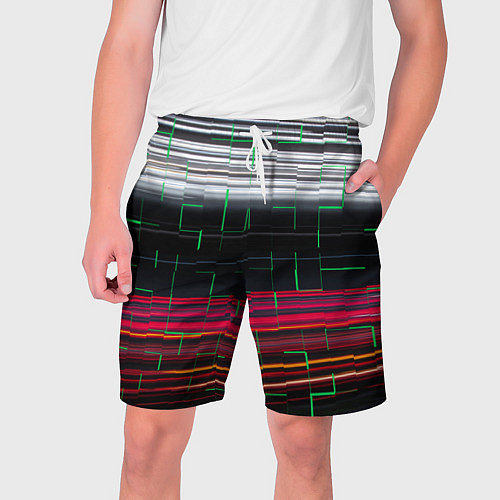 Мужские шорты Цветная мозаика colored mosaic lines / 3D-принт – фото 1