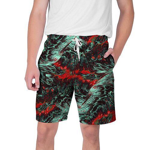 Мужские шорты Красно-Белая Вулканическая Лава / 3D-принт – фото 1