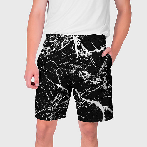 Мужские шорты Текстура чёрного мрамора Texture of black marble / 3D-принт – фото 1