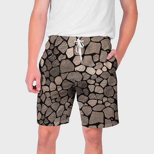 Мужские шорты Черно-коричневая текстура камня / 3D-принт – фото 1