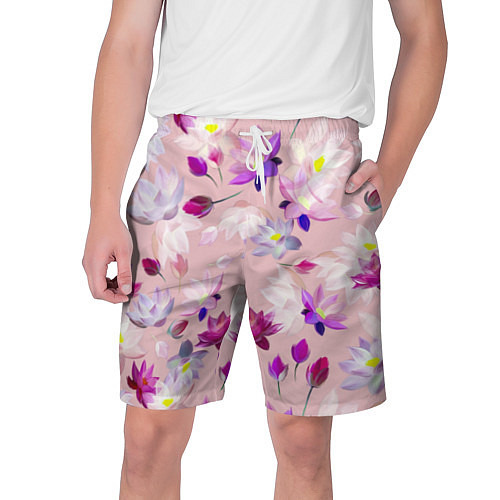 Мужские шорты Цветы Разноцветные Лотосы / 3D-принт – фото 1