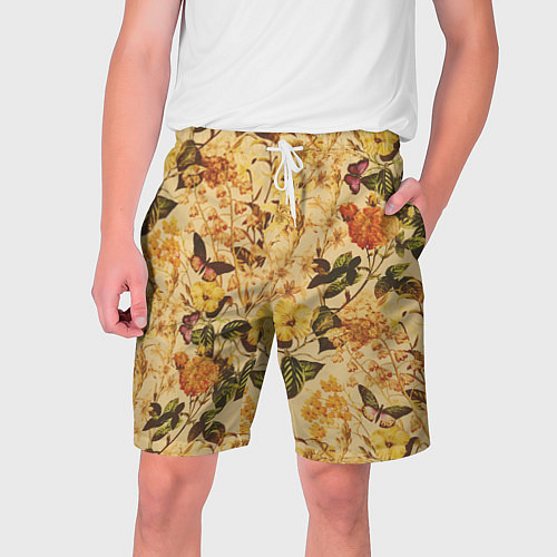 Мужские шорты Цветы Летний Закат / 3D-принт – фото 1