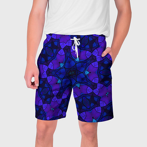 Мужские шорты Калейдоскоп -геометрический сине-фиолетовый узор / 3D-принт – фото 1