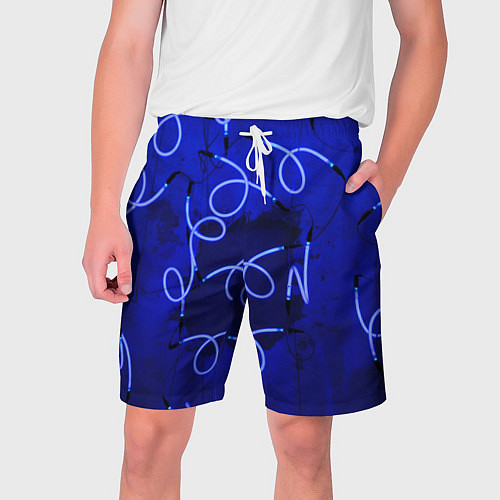 Мужские шорты Неоновые закрученные фонари - Синий / 3D-принт – фото 1