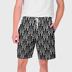 Шорты на шнурке мужские Черно-белый модный геометрический узор арт деко, цвет: 3D-принт