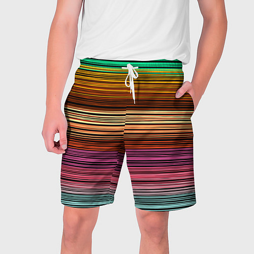 Мужские шорты Multicolored thin stripes Разноцветные полосы / 3D-принт – фото 1