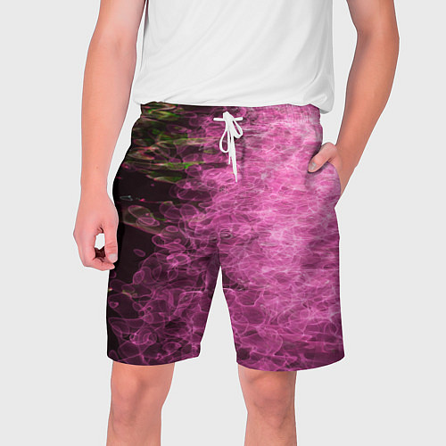 Мужские шорты Неоновые волны на воде - Розовый / 3D-принт – фото 1