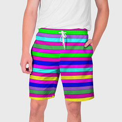 Мужские шорты Multicolored neon bright stripes