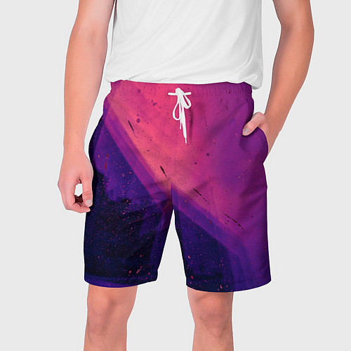 Мужские шорты Неоновая пыль и лучи - Тёмно-розовый / 3D-принт – фото 1