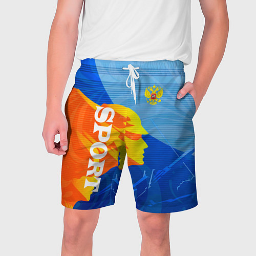 Мужские шорты РОССИЯ - СПОРТ - ГЕРБ / 3D-принт – фото 1
