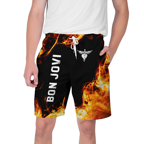 Мужские шорты Bon Jovi и Пылающий Огонь / 3D-принт – фото 1