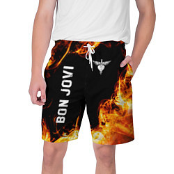 Шорты на шнурке мужские Bon Jovi и Пылающий Огонь, цвет: 3D-принт