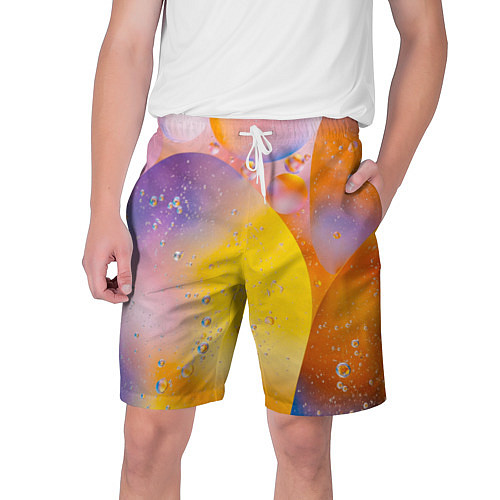Мужские шорты Абстрактные фигуры и пузырьки - Оранжевый / 3D-принт – фото 1