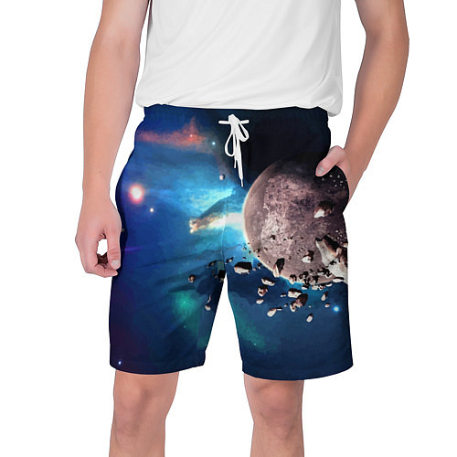 Мужские шорты Космическое столкновение объектов / 3D-принт – фото 1