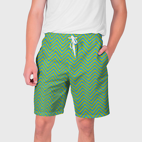 Мужские шорты Зеленые зигзаги / 3D-принт – фото 1