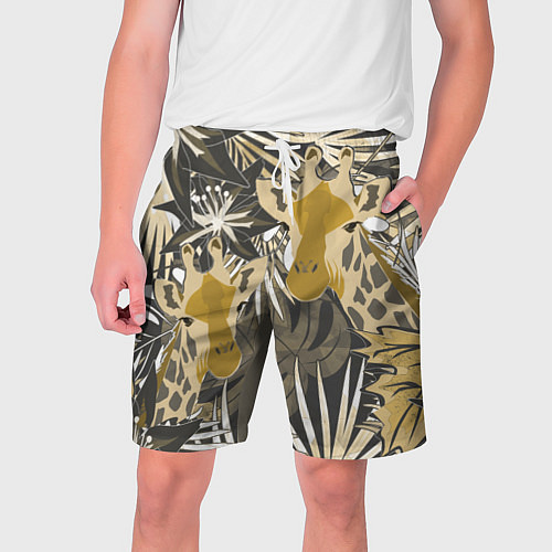Мужские шорты Жирафы в тропиках / 3D-принт – фото 1