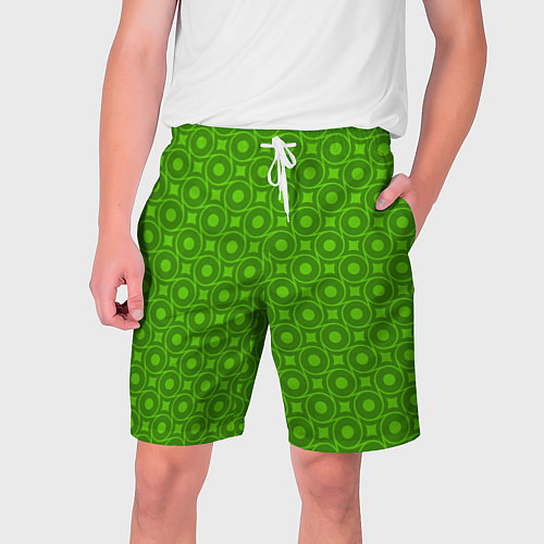 Мужские шорты Зеленые круги и ромбы / 3D-принт – фото 1