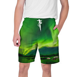 Шорты на шнурке мужские Абстрактное полярное сияние - Зелёный, цвет: 3D-принт