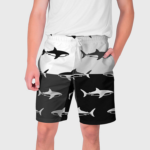 Мужские шорты Стая акул - pattern / 3D-принт – фото 1