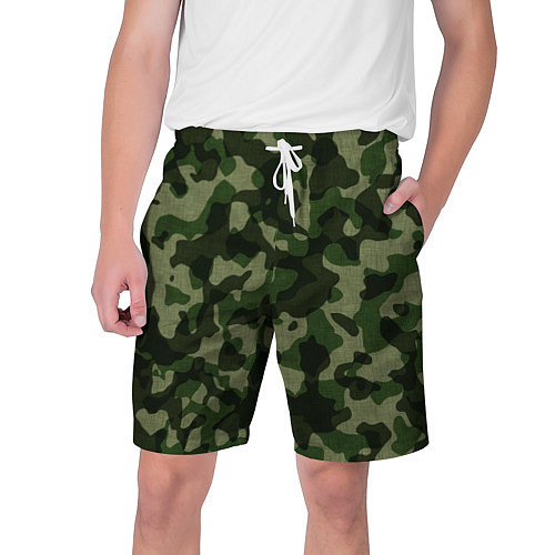 Мужские шорты Камуфляж зелёного цвета / 3D-принт – фото 1