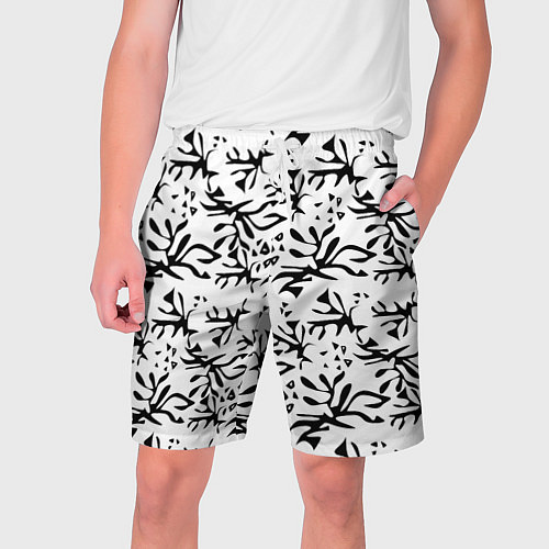 Мужские шорты Черно белый абстрактный модный узор / 3D-принт – фото 1