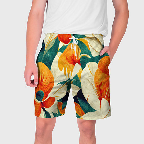 Мужские шорты Винтажный цветочный рисунок / 3D-принт – фото 1