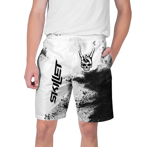 Мужские шорты Skillet и рок символ на светлом фоне / 3D-принт – фото 1