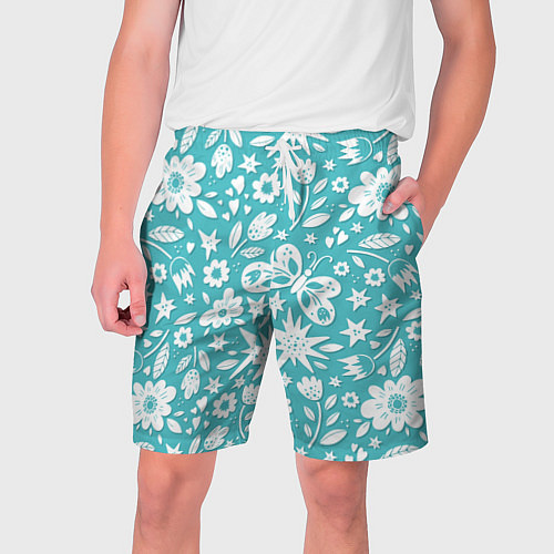 Мужские шорты Нежный цветочный паттерн / 3D-принт – фото 1