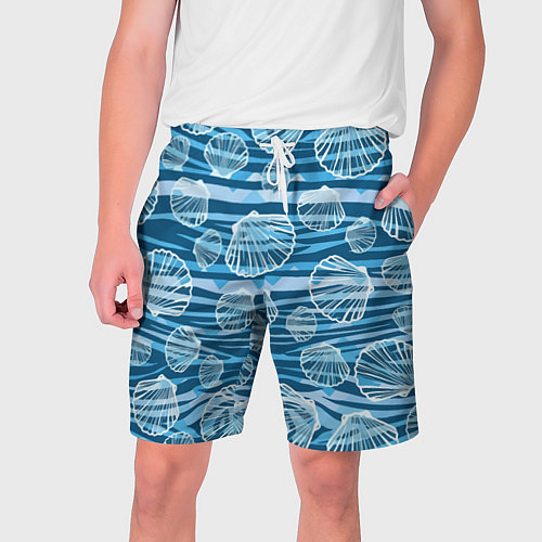 Мужские шорты Паттерн из створок ракушки - океан / 3D-принт – фото 1
