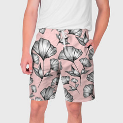 Шорты на шнурке мужские Графичные цветы на пудровом фоне, цвет: 3D-принт