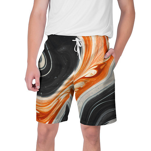 Мужские шорты Оранжевые разводы краски / 3D-принт – фото 1